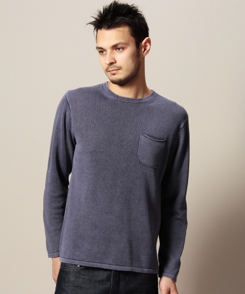 BEAUTY&YOUTH UNITED ARROWS（ビューティーアンドユースユナイテッドアローズ）の「BY ヴィンテージウォッシュ ニット TEE◆（ニット/セーター・メンズ・イエロー/ネイビー/ライトグレー・LARGE/X-LARGE/SMALL/MEDIUM）」の2枚目の写真