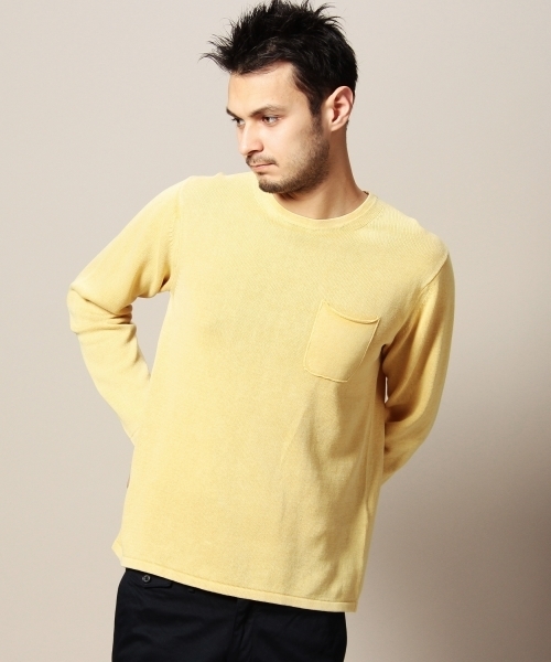 BEAUTY&YOUTH UNITED ARROWS（ビューティーアンドユースユナイテッドアローズ）の「BY ヴィンテージウォッシュ ニット TEE◆（ニット/セーター・メンズ・イエロー/ネイビー/ライトグレー・LARGE/X-LARGE/SMALL/MEDIUM）」の3枚目の写真