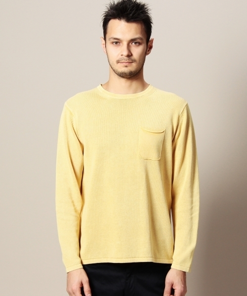 BEAUTY&YOUTH UNITED ARROWS（ビューティーアンドユースユナイテッドアローズ）の「BY ヴィンテージウォッシュ ニット TEE◆（ニット/セーター・メンズ・イエロー/ネイビー/ライトグレー・LARGE/X-LARGE/SMALL/MEDIUM）」の4枚目の写真