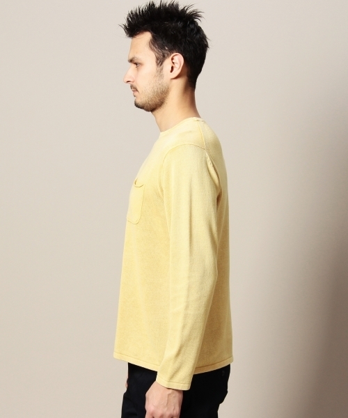BEAUTY&YOUTH UNITED ARROWS（ビューティーアンドユースユナイテッドアローズ）の「BY ヴィンテージウォッシュ ニット TEE◆（ニット/セーター・メンズ・イエロー/ネイビー/ライトグレー・LARGE/X-LARGE/SMALL/MEDIUM）」の5枚目の写真