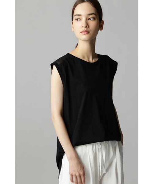 d'un a dix（アナディス）の「オーガンジー切替えノースリーブTシャツ（Tシャツ/カットソー・レディース・ホワイト/ブラック/ベージュ・38）」の2枚目の写真