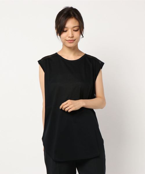 d'un a dix（アナディス）の「オーガンジー切替えノースリーブTシャツ（Tシャツ/カットソー・レディース・ホワイト/ブラック/ベージュ・38）」の11枚目の写真