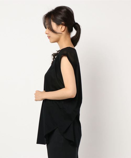 d'un a dix（アナディス）の「オーガンジー切替えノースリーブTシャツ（Tシャツ/カットソー・レディース・ホワイト/ブラック/ベージュ・38）」の13枚目の写真
