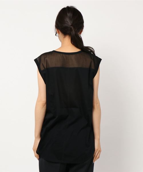 d'un a dix（アナディス）の「オーガンジー切替えノースリーブTシャツ（Tシャツ/カットソー・レディース・ホワイト/ブラック/ベージュ・38）」の14枚目の写真