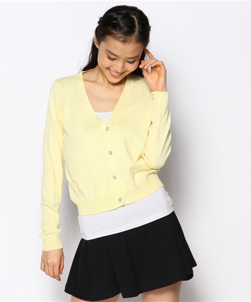 Chico(チコ)の「カラーニットカーデ(カーディガン/ボレロ・レディース・レッド/イエロー/ネイビー/グレー/ホワイト・FREE)」の7枚目の写真