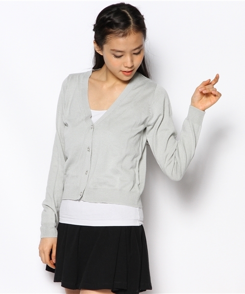 Chico(チコ)の「カラーニットカーデ(カーディガン/ボレロ・レディース・レッド/イエロー/ネイビー/グレー/ホワイト・FREE)」の1枚目の写真