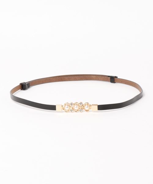 axes femme（アクシーズファム）の「お花パール牛革細ベルト（ベルト・レディース・ブラック/レッド・MEDIUM）」の2枚目の写真