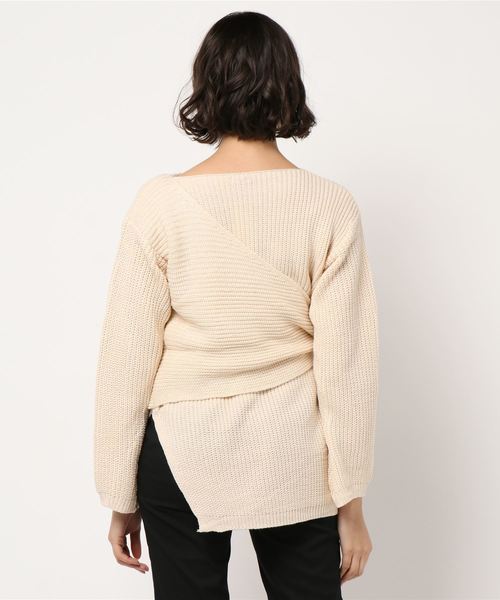 STYLEBLOCK(スタイルブロック)の「レイヤードデザインプルオーバーニットセーター(ニット/セーター・レディース・ブラック/ベージュ/パープル/モカ・M)」の6枚目の写真