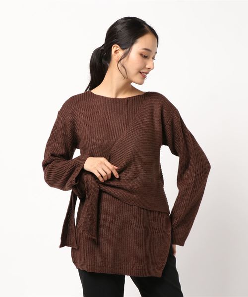 STYLEBLOCK(スタイルブロック)の「レイヤードデザインプルオーバーニットセーター(ニット/セーター・レディース・ブラック/ベージュ/パープル/モカ・M)」の8枚目の写真