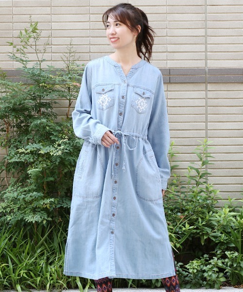 チチカカ チチカカ の 抜染デニムワンピース シャツワンピース Wear