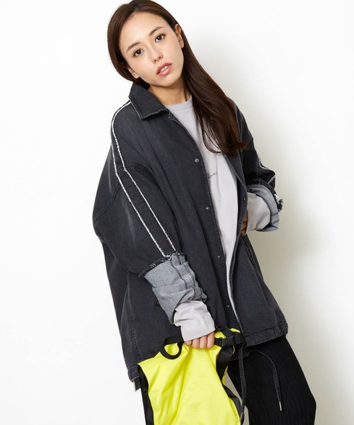 Fringe Stripe Denim Spandex Black Black Extremez エクストリームズ のファッション Shop Jk ミリタリージャケット