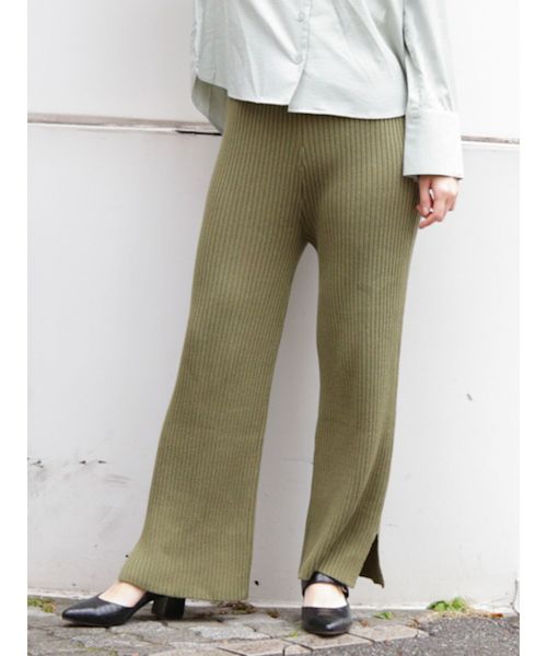 dazzlin（ダズリン）の「サイドスリットリブロングパンツ（その他パンツ・レディース・オレンジ/グリーン/アイボリー/ブラック・FREE）」の4枚目の写真