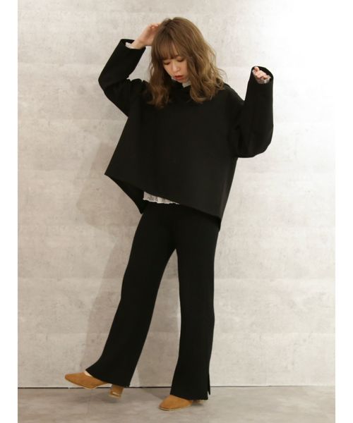 dazzlin（ダズリン）の「サイドスリットリブロングパンツ（その他パンツ・レディース・オレンジ/グリーン/アイボリー/ブラック・FREE）」の9枚目の写真