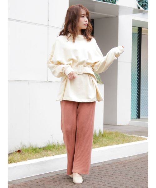 dazzlin（ダズリン）の「サイドスリットリブロングパンツ（その他パンツ・レディース・オレンジ/グリーン/アイボリー/ブラック・FREE）」の17枚目の写真