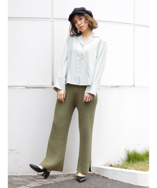 dazzlin（ダズリン）の「サイドスリットリブロングパンツ（その他パンツ・レディース・オレンジ/グリーン/アイボリー/ブラック・FREE）」の5枚目の写真