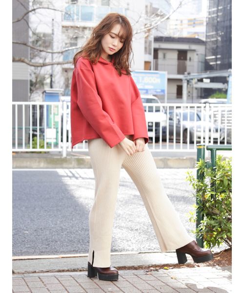 dazzlin（ダズリン）の「サイドスリットリブロングパンツ（その他パンツ・レディース・オレンジ/グリーン/アイボリー/ブラック・FREE）」の7枚目の写真