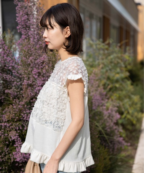 flower（フラワー）の「リトルペタルブラウス（シャツ/ブラウス・レディース・アイボリー/ブラック・FREE）」の7枚目の写真