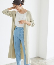 リブニットロングカーディガン