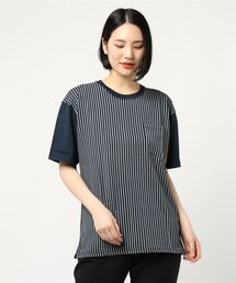 TRAP/U （トラップユー）の「【69】【TRAP/U】抜染ストライプ　Tシャツ（Tシャツ/カットソー）」