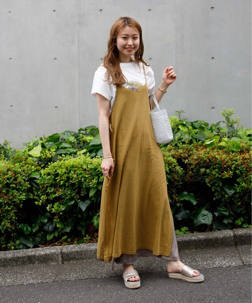 flower（フラワー）の「リラックスリボンワンピース（ワンピース・レディース・ベージュ/イエロー・FREE）」の2枚目の写真