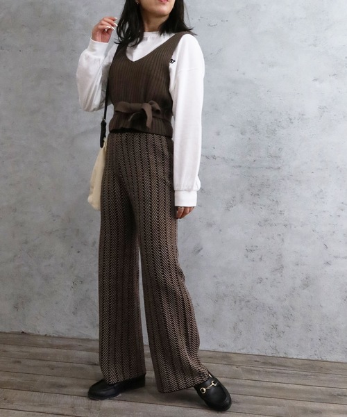 Riberry（リベリー）の「柄ニットパンツ（その他パンツ・レディース・ブラック/ベージュ/グレー/グリーン/モカ・MEDIUM）」の6枚目の写真