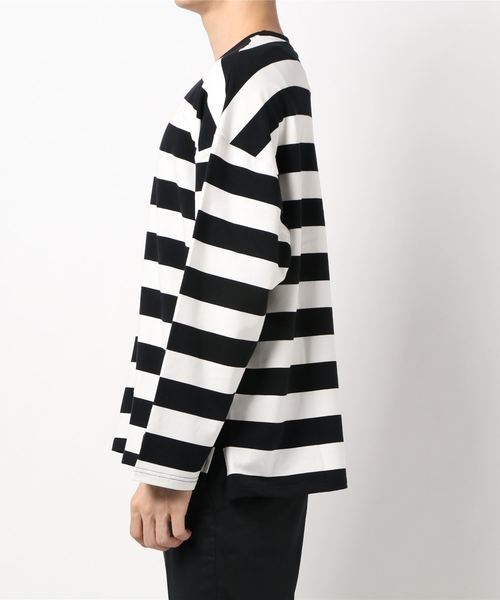 coca（coca）（コカ）の「ビックサイズボーダートレーナー（Tシャツ/カットソー・メンズ・ブラック・ONE SIZE）」の2枚目の写真