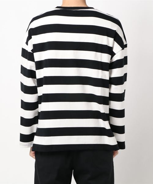 coca（coca）（コカ）の「ビックサイズボーダートレーナー（Tシャツ/カットソー・メンズ・ブラック・ONE SIZE）」の3枚目の写真