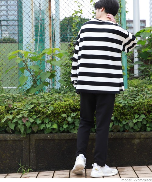 coca（coca）（コカ）の「ビックサイズボーダートレーナー（Tシャツ/カットソー・メンズ・ブラック・ONE SIZE）」の11枚目の写真