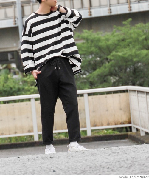 coca（coca）（コカ）の「ビックサイズボーダートレーナー（Tシャツ/カットソー・メンズ・ブラック・ONE SIZE）」の7枚目の写真