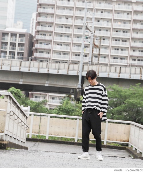 coca（coca）（コカ）の「ビックサイズボーダートレーナー（Tシャツ/カットソー・メンズ・ブラック・ONE SIZE）」の6枚目の写真