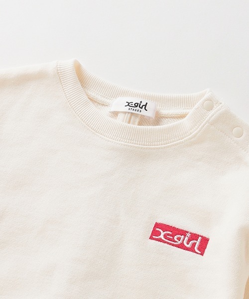 Stages エックスガールステージス のファッション 裏毛 Stages ボックスロゴ刺しゅうバックファスナートレーナー スウェット X Girl スウェット トップス セール 憧れのの スウェット