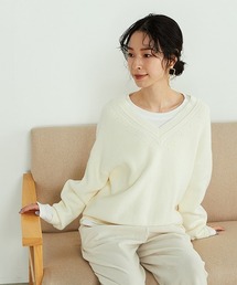 ONIGIRI（オニギリ）の「【セットアイテム】 Ｖネックニットプルオーバー × 長袖Ｔシャツ（ニット/セーター）」