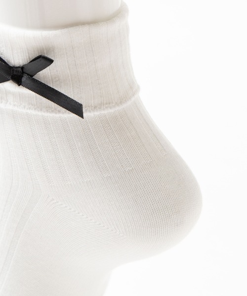 WEGO（ウィゴー）の「WEGO/リボン折り返しソックス（ソックス/靴下・レディース・ホワイト/ブラック・FREE）」の7枚目の写真