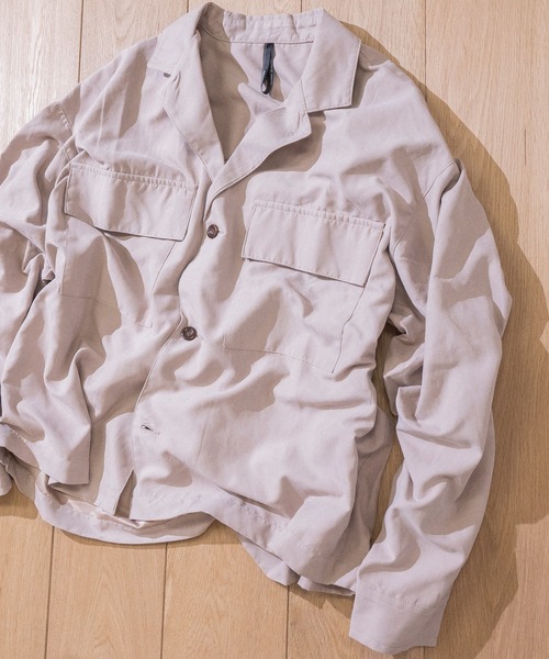 JOHN'S CLOSET(ジョンズクローゼット)の「【i】ポリスエード ラベルドシャツ(シャツ/ブラウス・メンズ・ベージュ系その他/ブルー/オリーブ/ブラック/オフホワイト・MEDIUM/LARGE)」の4枚目の写真
