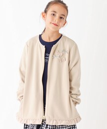 3can4on（サンカンシオン）の「◆【100-150cm】裏起毛リボンフリルジップアップカーディガン（カーディガン/ボレロ）」