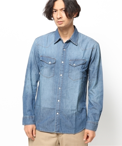 WEGO（ウィゴー）の「WEGO/デニムウエスタンシャツ（シャツ/ブラウス・メンズ・インディゴブルー/ダークインディゴブルー・MEDIUM/LARGE）」の3枚目の写真
