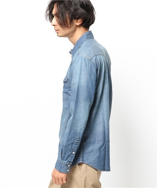 WEGO（ウィゴー）の「WEGO/デニムウエスタンシャツ（シャツ/ブラウス・メンズ・インディゴブルー/ダークインディゴブルー・MEDIUM/LARGE）」の4枚目の写真