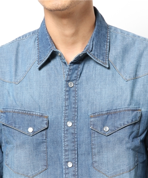 WEGO（ウィゴー）の「WEGO/デニムウエスタンシャツ（シャツ/ブラウス・メンズ・インディゴブルー/ダークインディゴブルー・MEDIUM/LARGE）」の8枚目の写真