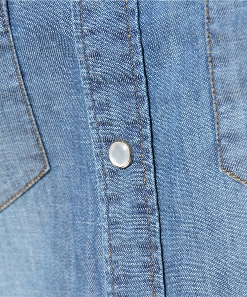 WEGO（ウィゴー）の「WEGO/デニムウエスタンシャツ（シャツ/ブラウス・メンズ・インディゴブルー/ダークインディゴブルー・MEDIUM/LARGE）」の5枚目の写真