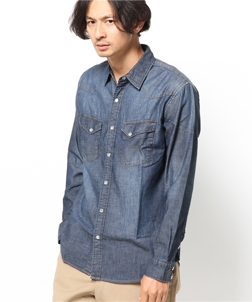 WEGO（ウィゴー）の「WEGO/デニムウエスタンシャツ（シャツ/ブラウス・メンズ・インディゴブルー/ダークインディゴブルー・MEDIUM/LARGE）」の13枚目の写真