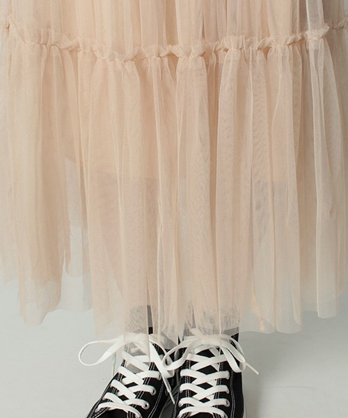 toucher du brise(トゥシェドブリーズ)の「チュールティアードロングスカート(スカート・レディース・ブラック/ベージュ/ピンク・M)」の14枚目の写真