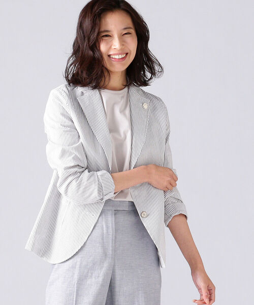 EFFE BEAMS（エッフェビームス）の「LARDINI / HAVANA ストライプ シャツジャケット（テーラードジャケット・レディース・ベージュ・38/40）」の2枚目の写真