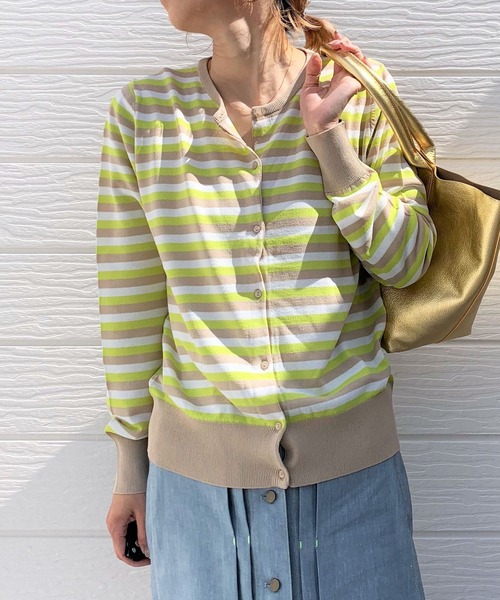 Q（キュー）の「UVカットマルチボーダーカーディガン（カーディガン/ボレロ・レディース・ブルー系その他/ピンク系その他/ブラック系その他/イエロー系その他・MEDIUM）」の3枚目の写真