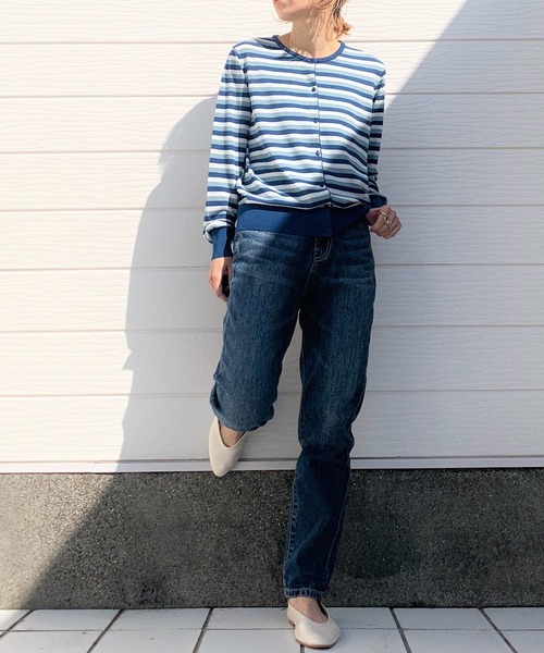 Q（キュー）の「UVカットマルチボーダーカーディガン（カーディガン/ボレロ・レディース・ブルー系その他/ピンク系その他/ブラック系その他/イエロー系その他・MEDIUM）」の9枚目の写真