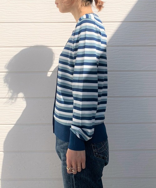 Q（キュー）の「UVカットマルチボーダーカーディガン（カーディガン/ボレロ・レディース・ブルー系その他/ピンク系その他/ブラック系その他/イエロー系その他・MEDIUM）」の6枚目の写真