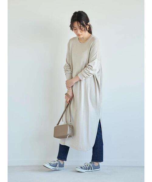 AMERICAN HOLIC（アメリカンホリック）の「深ラウンドネックリラックスワンピース ＊（ワンピース・レディース・ライトグレー/ブラック/ピンク/ベージュ・FREE）」の17枚目の写真