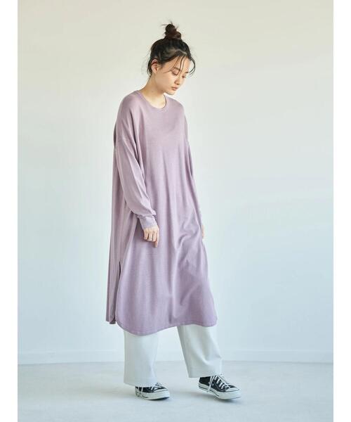 AMERICAN HOLIC（アメリカンホリック）の「深ラウンドネックリラックスワンピース ＊（ワンピース・レディース・ライトグレー/ブラック/ピンク/ベージュ・FREE）」の19枚目の写真
