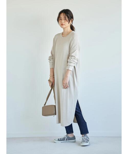 AMERICAN HOLIC（アメリカンホリック）の「深ラウンドネックリラックスワンピース ＊（ワンピース・レディース・ライトグレー/ブラック/ピンク/ベージュ・FREE）」の21枚目の写真