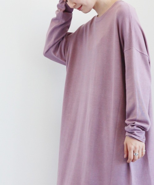 AMERICAN HOLIC（アメリカンホリック）の「深ラウンドネックリラックスワンピース ＊（ワンピース・レディース・ライトグレー/ブラック/ピンク/ベージュ・FREE）」の8枚目の写真