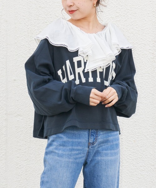 Chico（チコ）の「ショート丈デカロゴスウェット（スウェット・レディース・ネイビー/アイボリー/ライトグレー/チャコールグレー・FREE）」の4枚目の写真